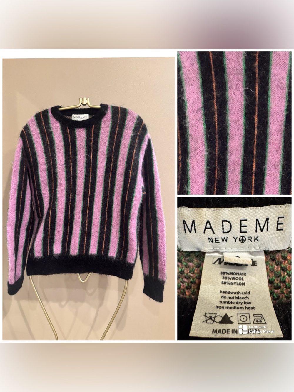 Mademe Vertical Striped Mohair Sweater